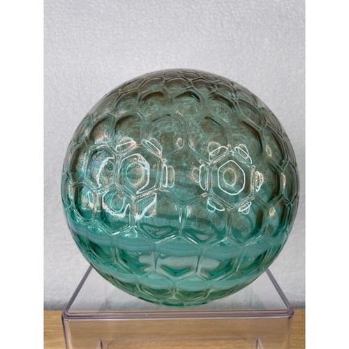 Teal glass honeycomb orb - glass,