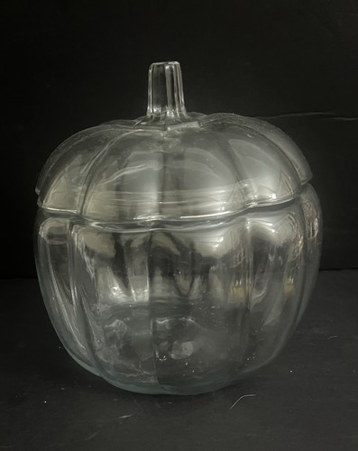 Clear glass pumpkin with lid - glass,