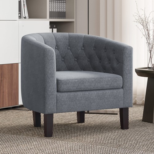 Linen faux leather tufted - /,