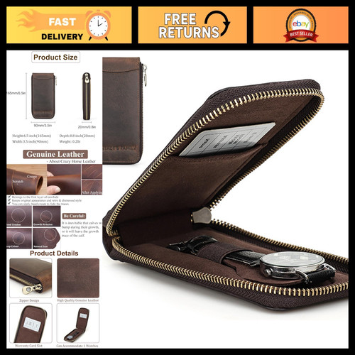 Leather watch travel case - leather,