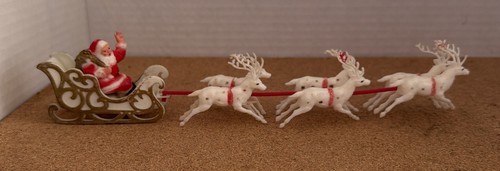 Vintage santa sleigh reindeer - santa,