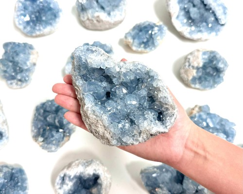 Celestite crystal clusters - crystal,