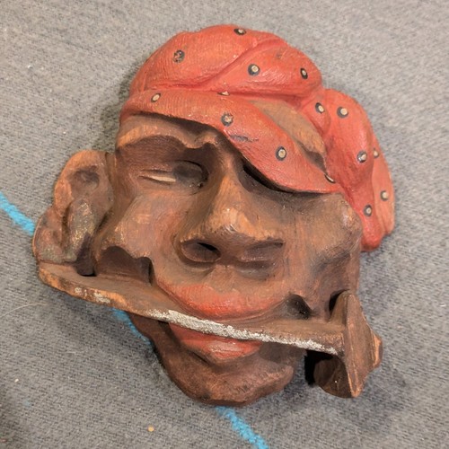 Vintage carved wood pirate - vintage,
