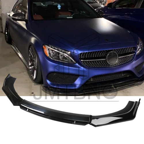 Glossy black front bumper lip - black,