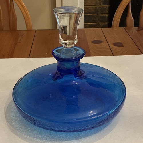 Blue clear blenko glass - &,