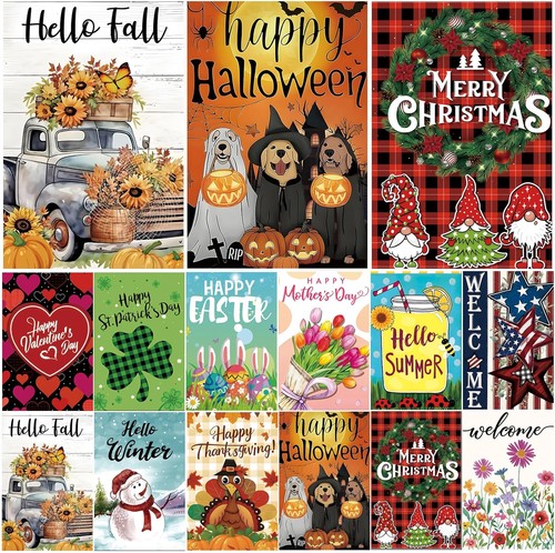 Seasonal garden flags set - set, of