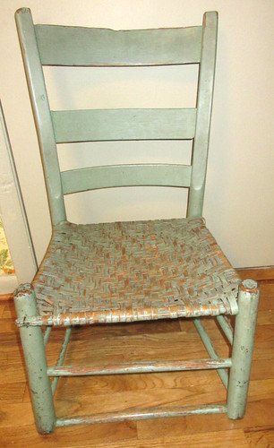 Chair antique green - chair:, cane
