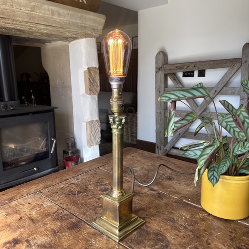 Vintage antique brass lamp - brass,