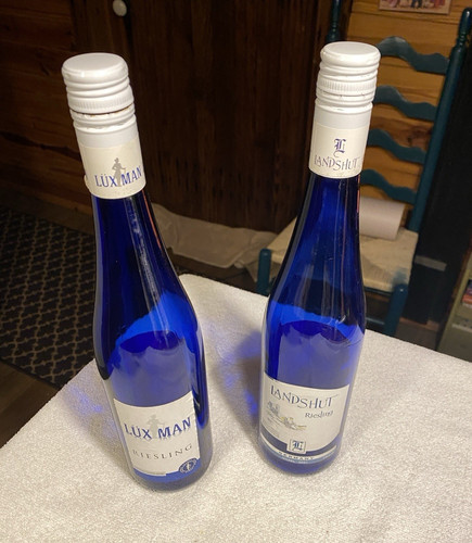 Blue riesling wine - bottles,