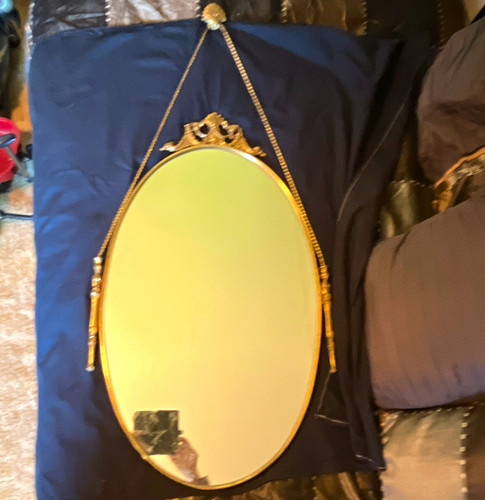 Antique oval gold brass - gold, framed