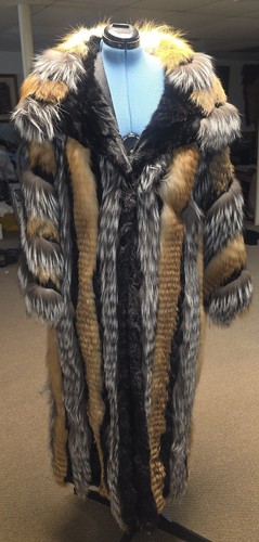 Natural silver fox coat red - natural,