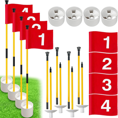 Golf flagstick with hole cup - golf,
