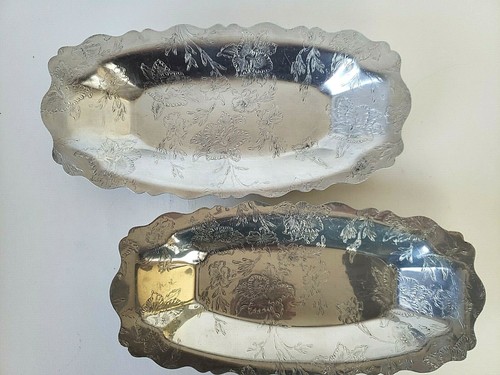 Pair vtg hammered aluminum - hammered,