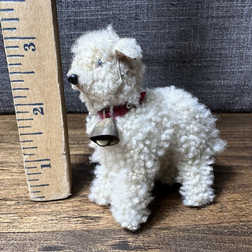 Vtg white mohair poodle - mohair, dog