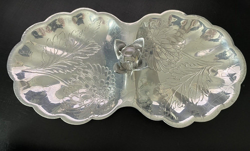 Vtg etched aluminum oval - aluminum,
