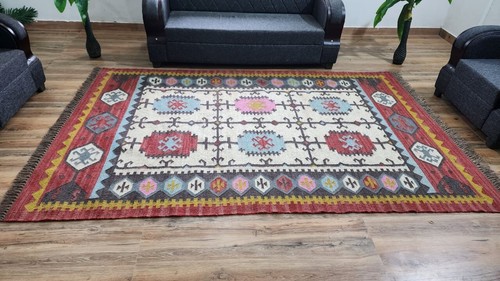 Handmade wool jute kilim - kilim, rug