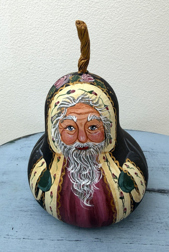Vtg hand painted - santa, gourd