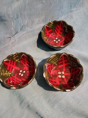 Poinsettia small dip bowls - poinsettia,