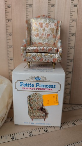Vtg gold salon wing chair - wing, nos