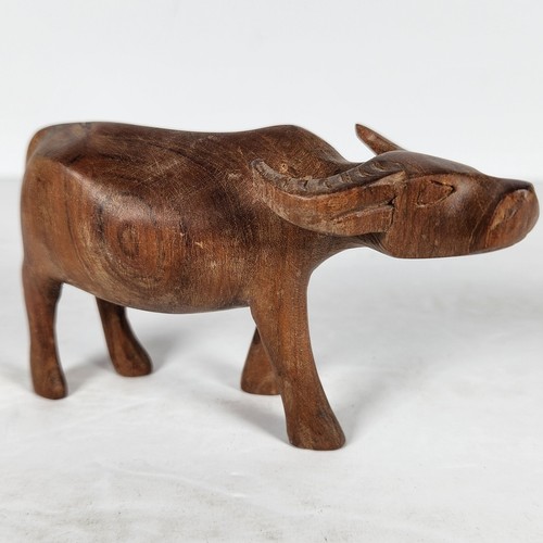 Hand carved wood water - water, buffalo