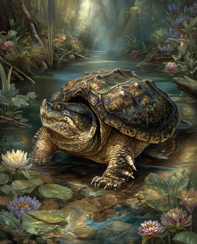 Snapping turtle walking - turtle,