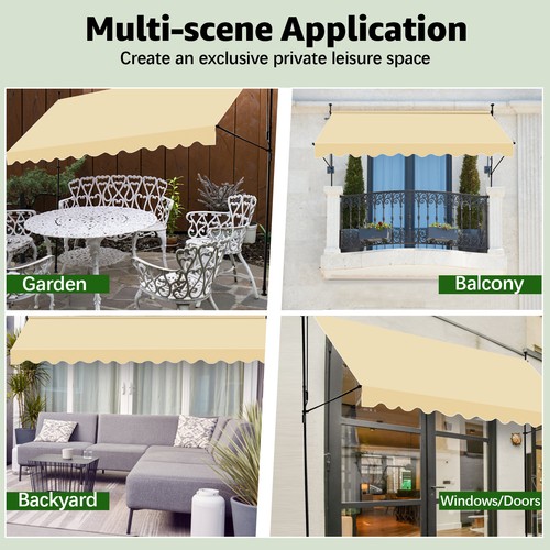 Manual retractable awning with - retractable,