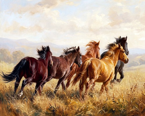 Horse art fleeing wild - horse,
