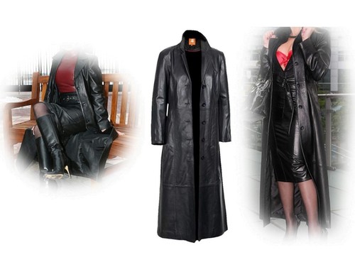 Women long black - black, leather