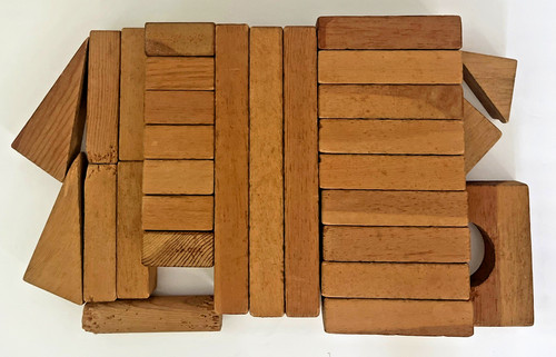Vtg playskool wooden blocks - wooden,
