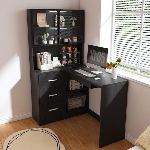 Shaped computer desk with - l-shaped,