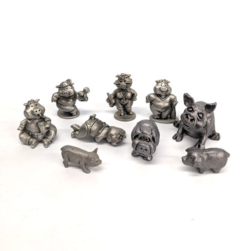 Vintage pewter pig - vintage,