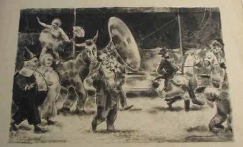 Antique painting wpa circus - painting,