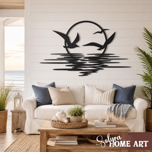 Sunset birds metal wall - birds, art