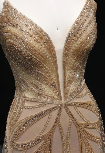 Luxury nude champagne beaded - luxury,