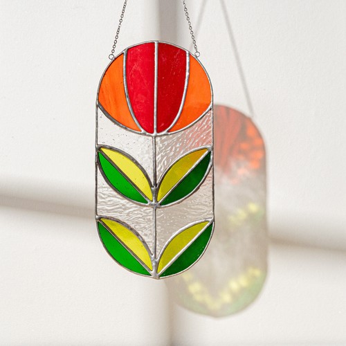 Stained glass flower - flower, art