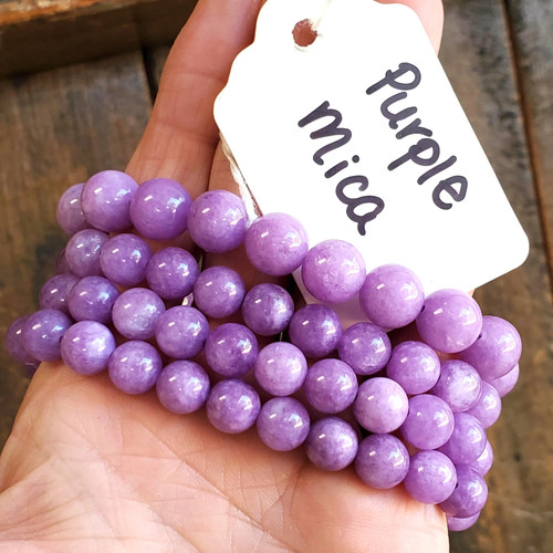 Mica lepidolite purple beaded - mica,