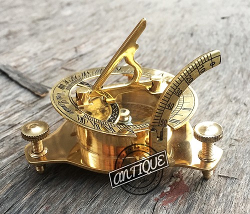 Brass working sundial compass - sundial,
