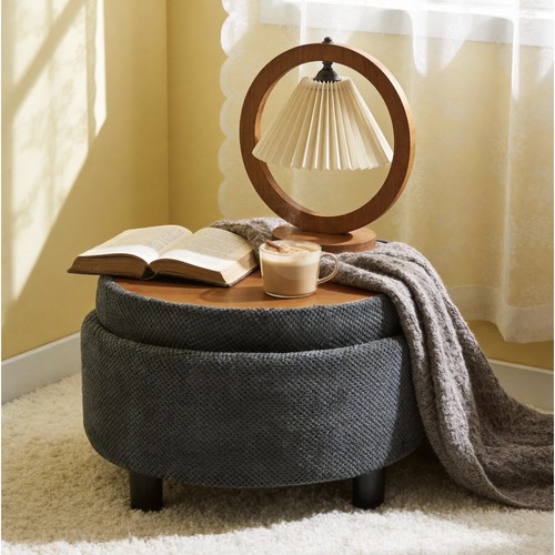 Dark grey round tufted - grey,