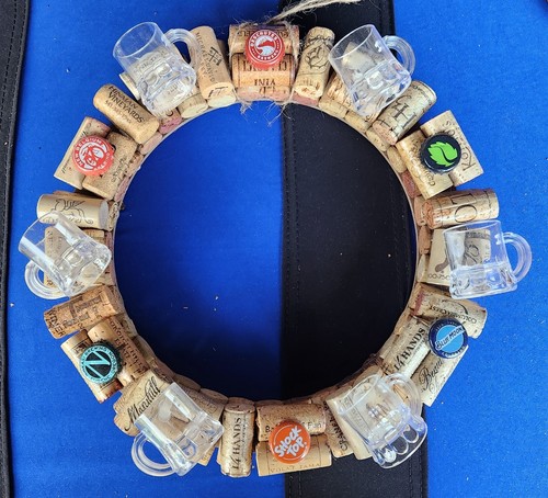 Handmade wine cork wreath - handmade, 14"