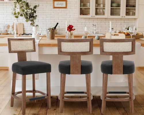 Rattan barstools with back - rattan,