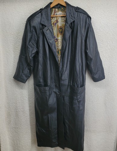 Vintage women leather trench - leather,