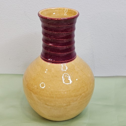 Yellow and burgandy glazed - burgandy,