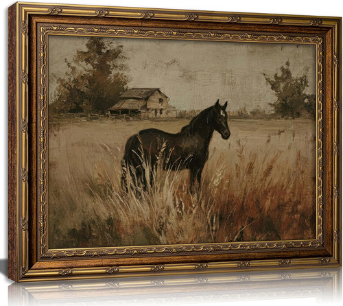 Vintage gold framed horse - gold,