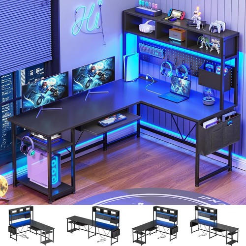 Shaped computer desk with - computer,