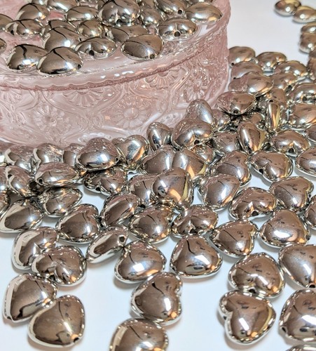 Heart beads silver tone spacer - beads,