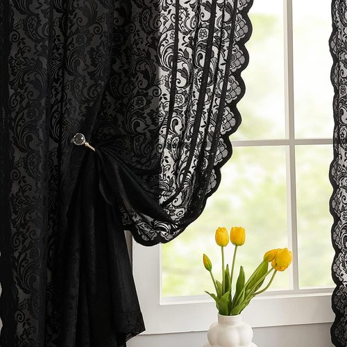 Black lace curtains - curtains, 72