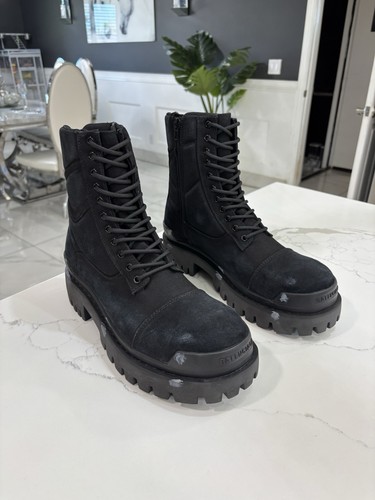 Balenciaga black combat boots - black,