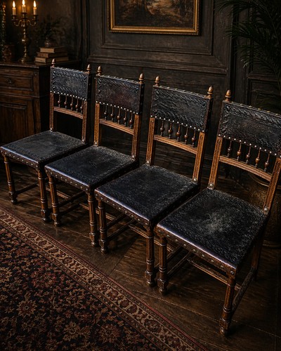 Set victorian antique oak - of,