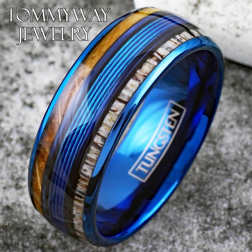 Blue tungsten men - blue, ring