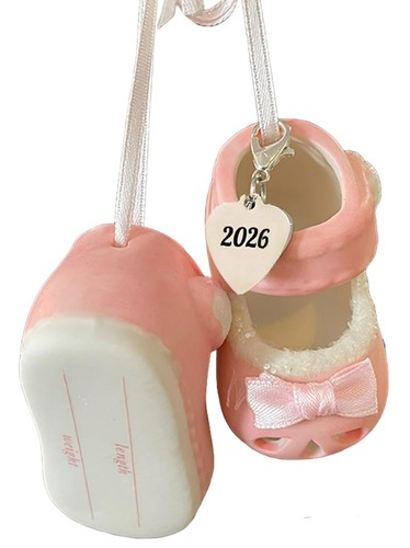Pink baby girl shoe ornament - baby,